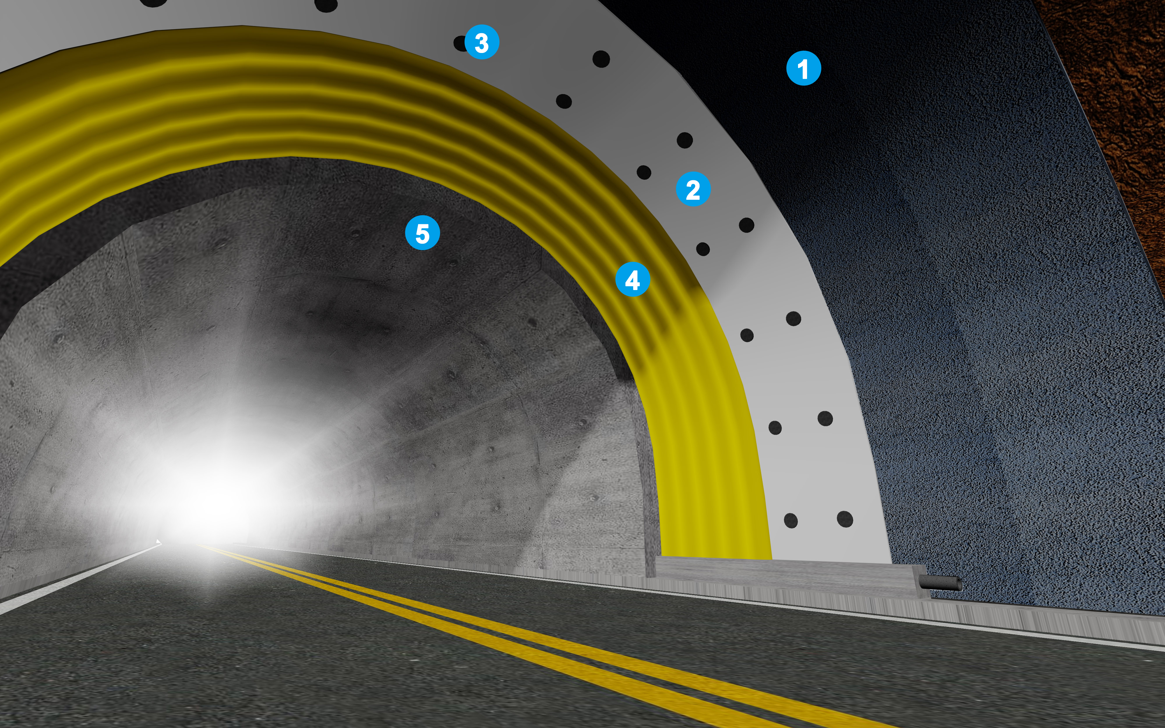 Comparación de anclaje de PVC y disco de PVC en impermeabilización de túneles